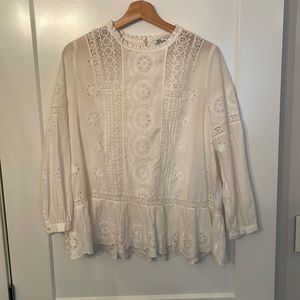 White eyelet Zara blouse
